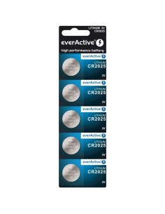 5 Batterie Tampone Al Litio CR 2025 Everactive 3V 2