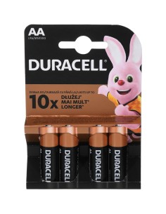 4 Batterie AA Stilo Duracell Alkaline LR6 1.5V 2