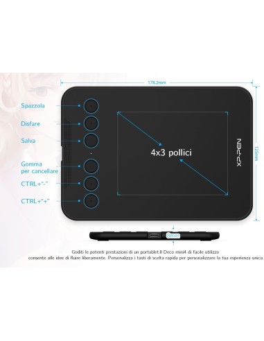 XP-Pen Deco Mini 4 Tavoletta Grafica...