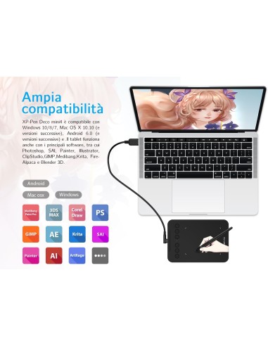 XP-Pen Deco Mini 4 Tavoletta Grafica...