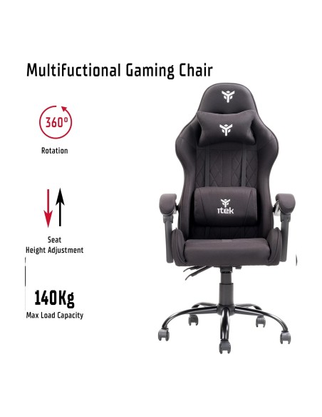 ITEK RHOMBUS FF10 Sedia Poltrona Da Gaming Ergonomica Schienale Reclinabile Nero