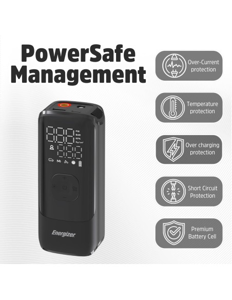 Energizer Mini Compressore Aria Portatile 150PSI Schermo LCD + funzione Power Bank