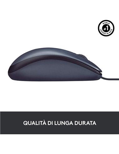 Mouse USB Logitech B100 3 Pulsanti Nero 1,8 Metri