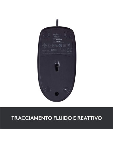 Mouse USB Logitech B100 3 Pulsanti Nero 1,8 Metri