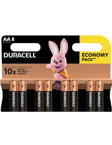 8 Batterie AA Stilo Duracell Alkaline LR6 1.5V