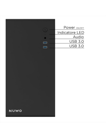 Nuwo Eguera A111 Case Micro ATX Nero con Pannello in Vetro