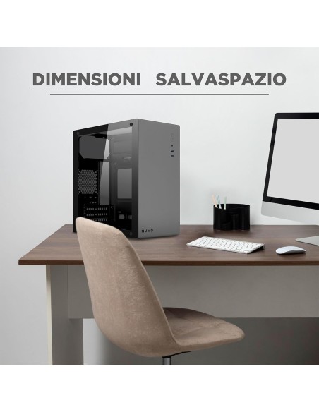 Nuwo Eguera A112 Case Micro ATX Grigio con Pannello in Vetro