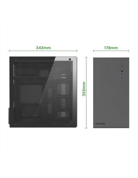 Nuwo Eguera A112 Case Micro ATX Grigio con Pannello in Vetro