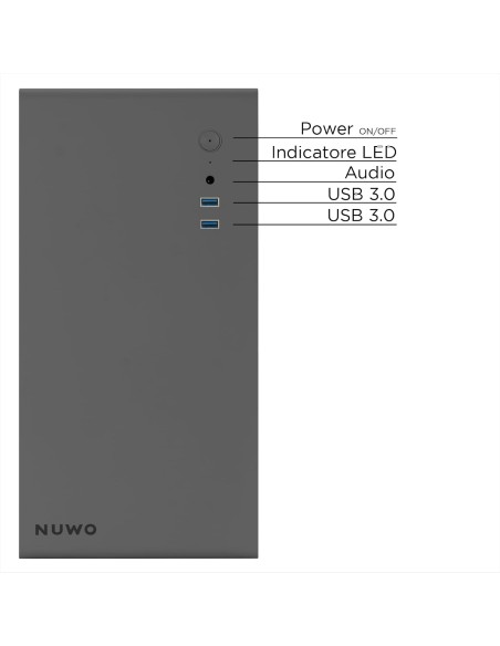 Nuwo Eguera A112 Case Micro ATX Grigio con Pannello in Vetro