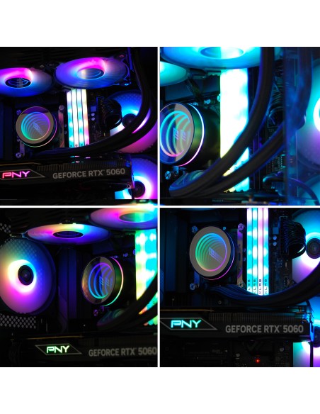PC Computer Gaming Assemblato Intel i5-12400F Ram 32GB SSD 1TB RTX 5060 8GB GDDR7 Nero A-RGB Dissipazione a Liquido