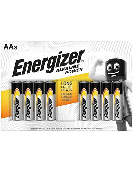 8 Batterie AA Stilo Energizer Alkaline Power LR6 1.5V