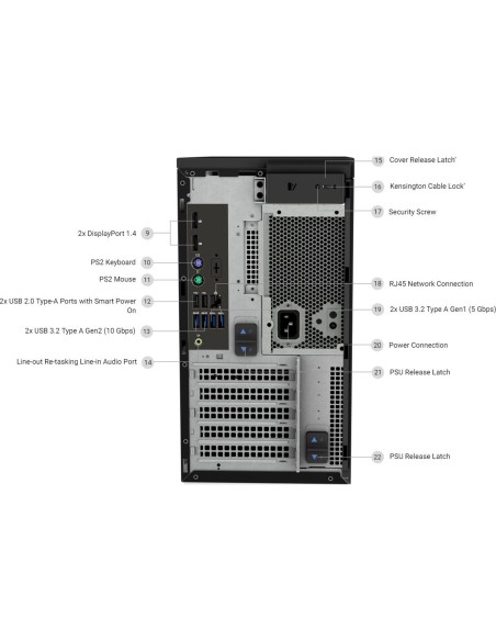 Dell Precision 3640 Tower PC Computer Intel i7-10700K Ram 16Gb SSD 512Gb NVMe Freedos (Ricondizionato)