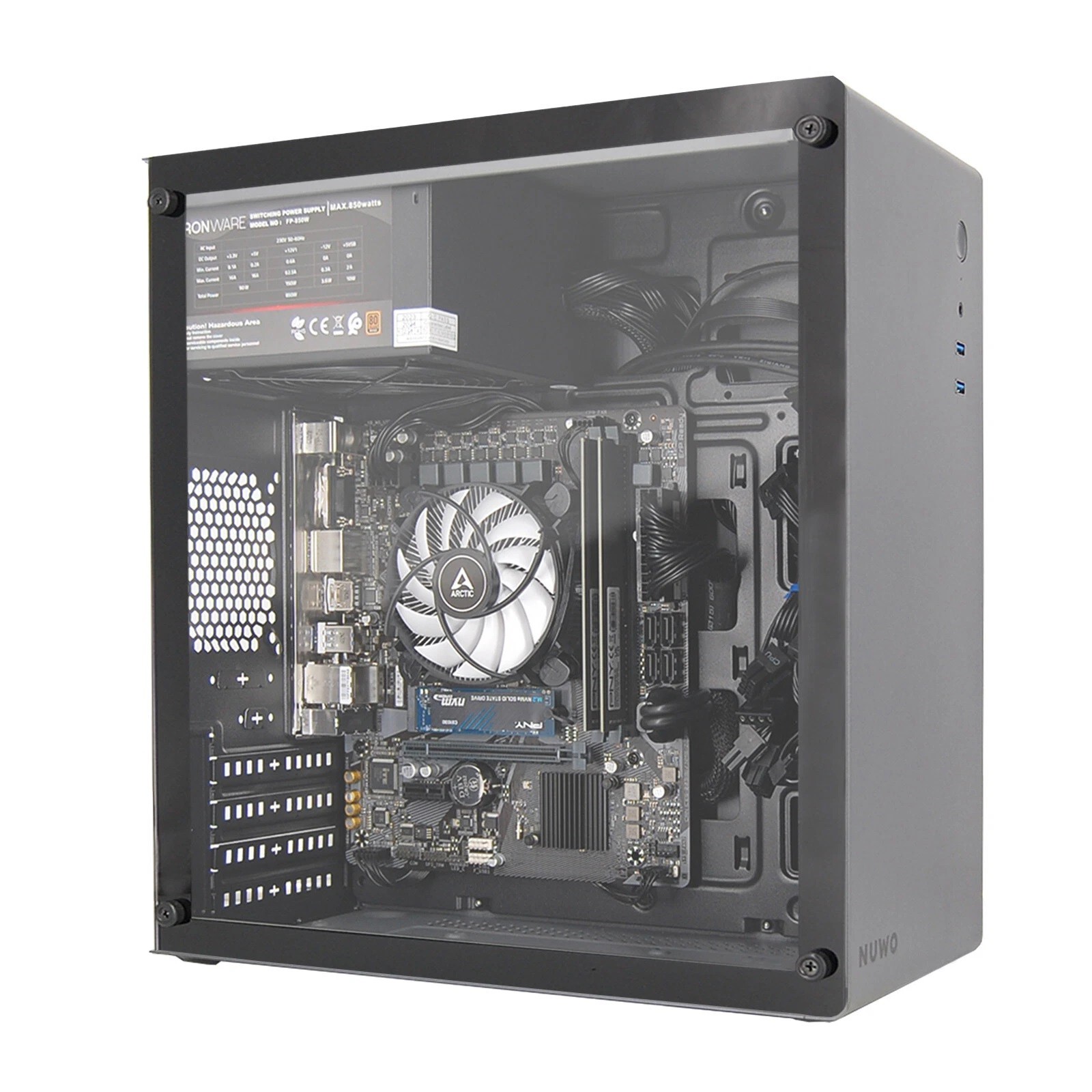 PC Computer Assemblato PRO CPU Intel i5-14400 Ram 32GB SSD 1TB WiFi BT Grigio foto 2