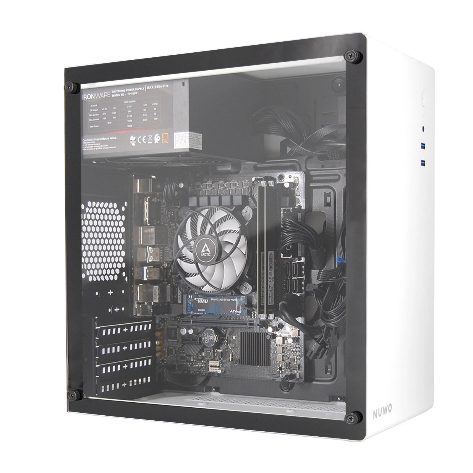 PC Computer Assemblato PRO CPU Intel i5-14400 Ram 32GB SSD 1TB WiFi BT Bianco foto 2