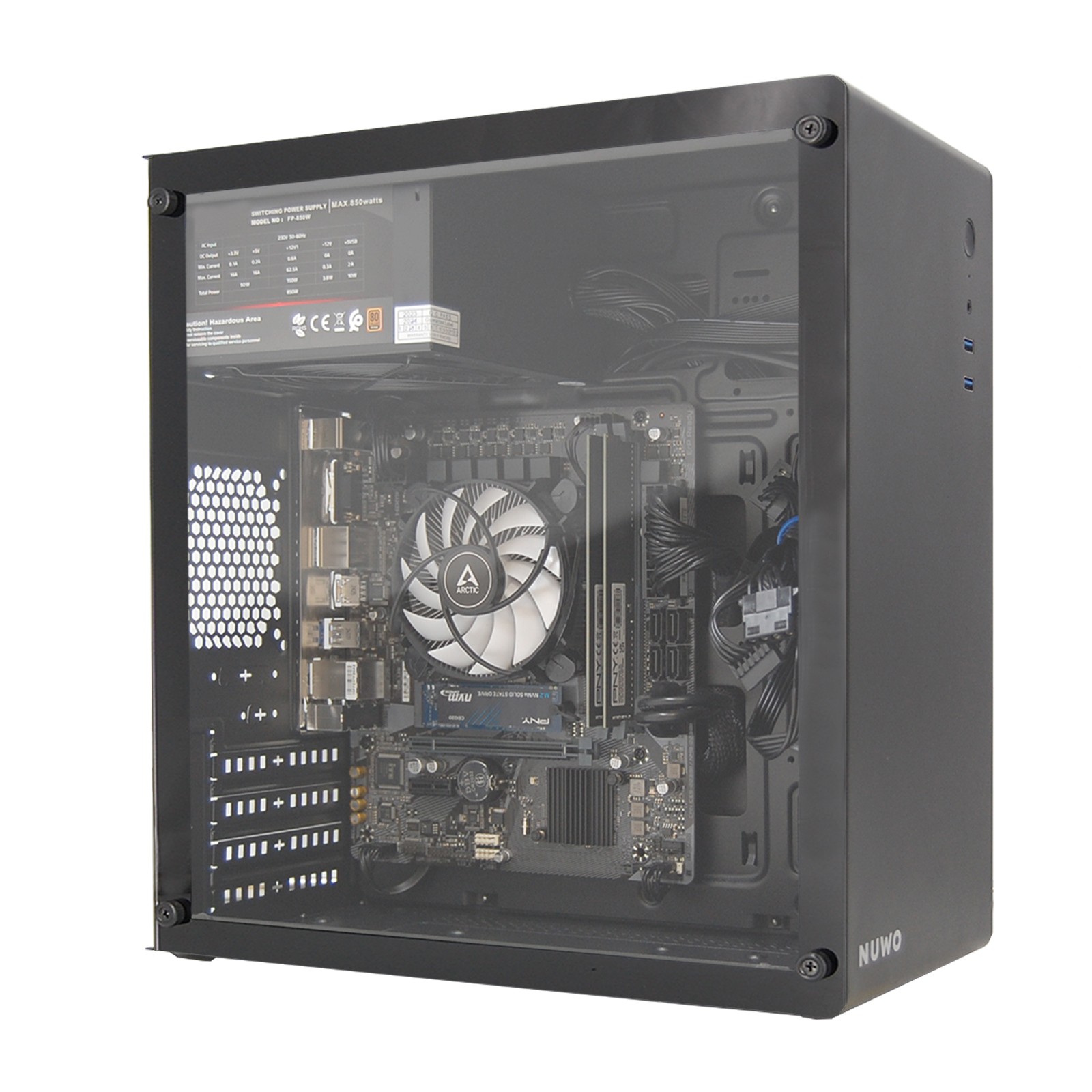 PC Computer Assemblato PRO CPU Intel i7-10700 Ram 16GB SSD 1TB WiFi BT Nero foto 3