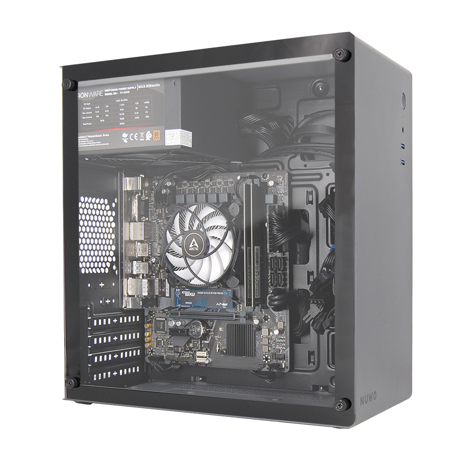PC Computer Assemblato PRO CPU Intel i7-10700 Ram 32GB SSD 1TB WiFi BT Grigio foto 2