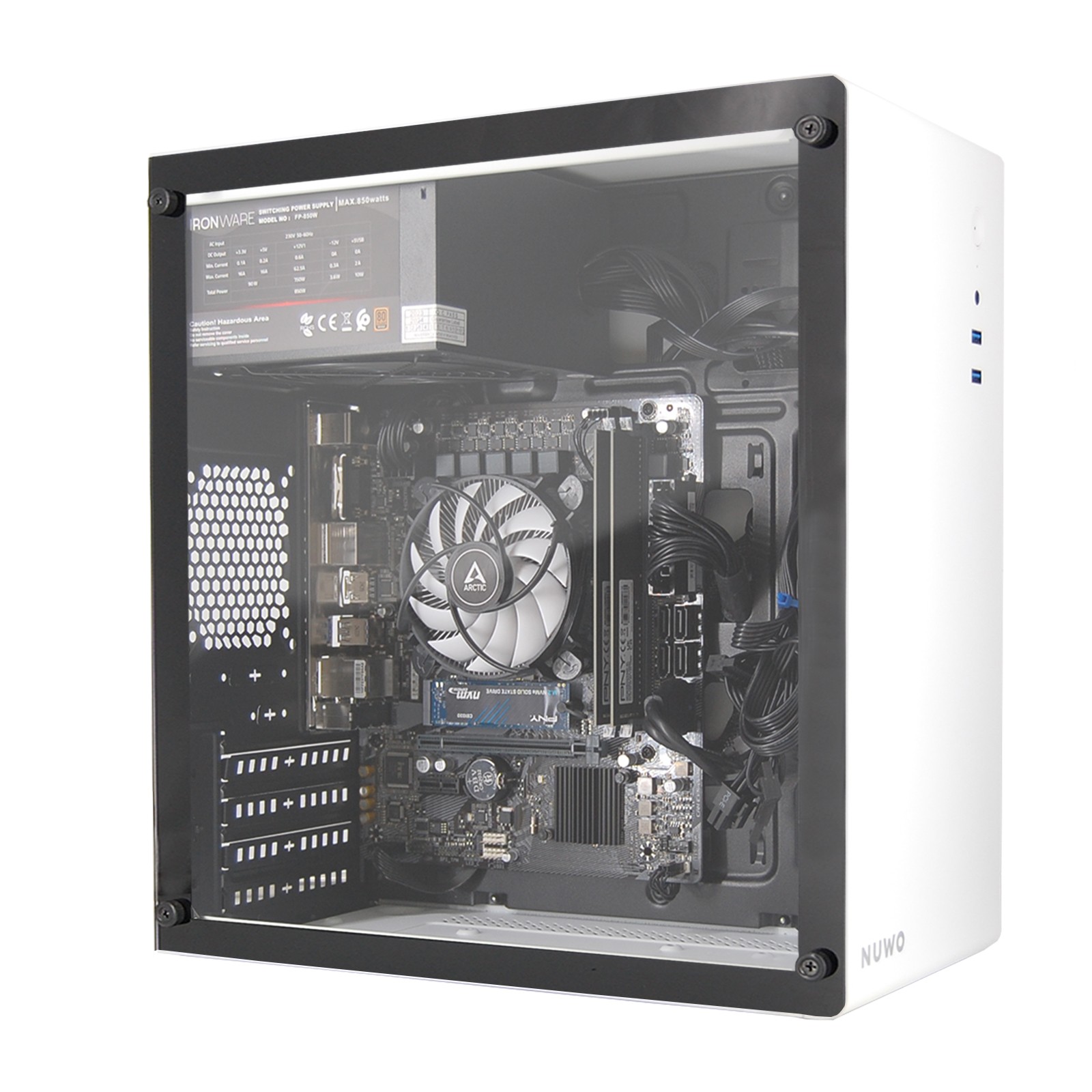 PC Computer Assemblato PRO CPU Intel i7-10700 Ram 32GB SSD 1TB WiFi BT Bianco foto 2