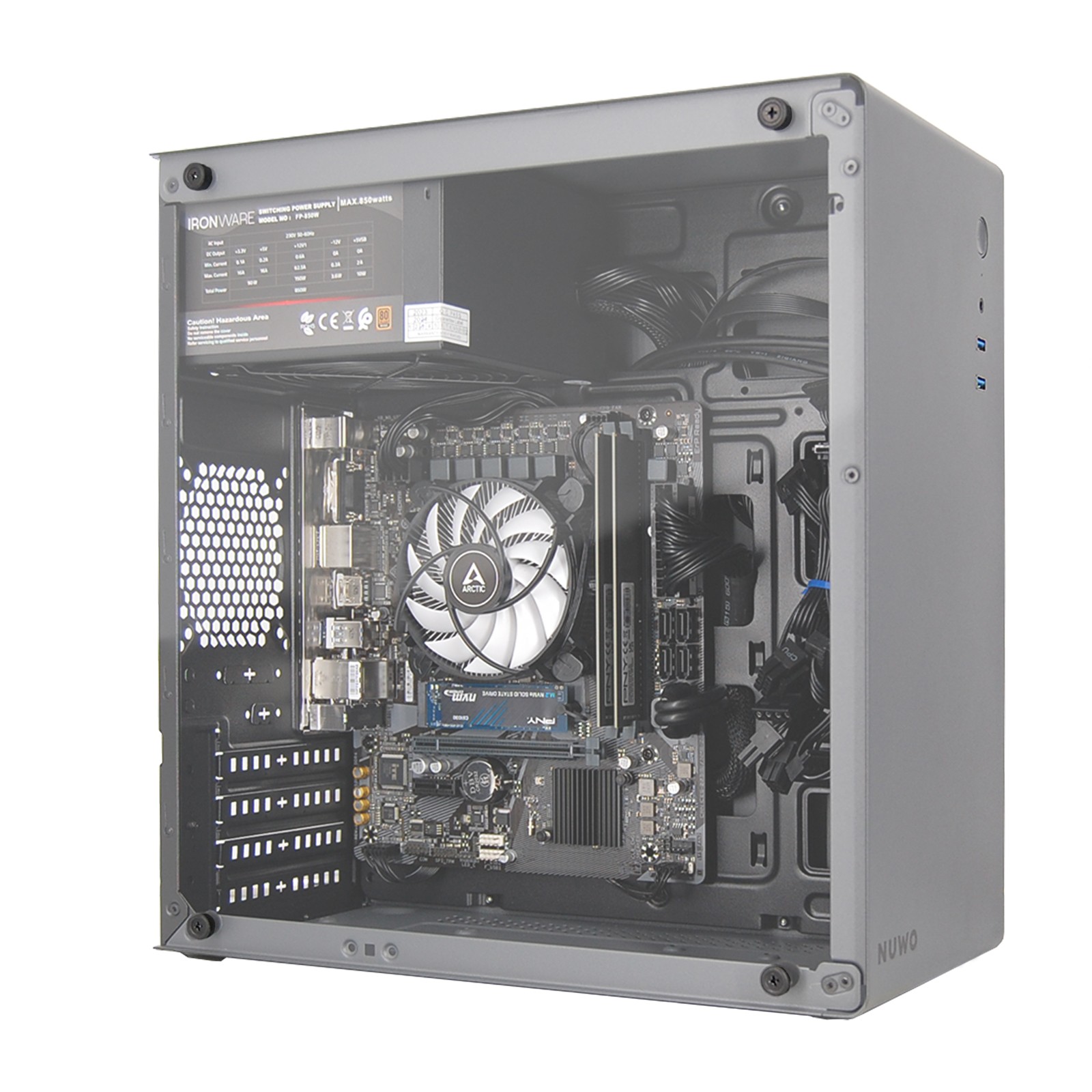 PC Computer Assemblato ELITE CPU Intel i7-12700K Ram 64GB SSD 500GB WiFi BT Grigio foto 3