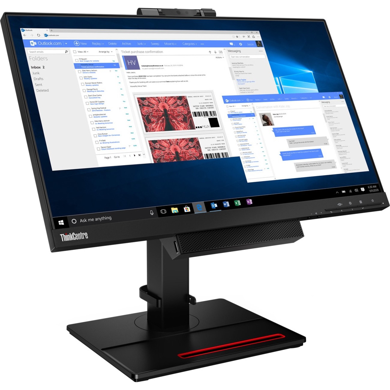 Lenovo All-In-One ThinkCentre TIO 24" Gen4 + PC M910q Tiny Intel i5-6400T Ram 8GB SSD 240GB Webcam (Grad