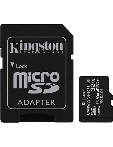 Memoria Micro SD 32GB Kingston Canvas Select Plus Ultra UHS-I Classe 10 Con Adattatore