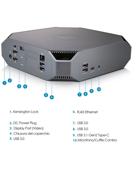 HP Z2 Mini G4 PC Computer Intel i5-8500 Ram 16GB DDR4 SSD 240GB Freedos (Ricondizionato Grado A)